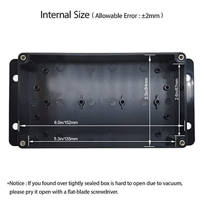 Junction Box IP65 Waterproof Dustproof ABS Plastic Universal Electric Project Enclosure with Fixed Ear Black 6.2x3.5x2.5 inch (2pc) - size: 6.2"x3.5"x2.5"(2 pack)
