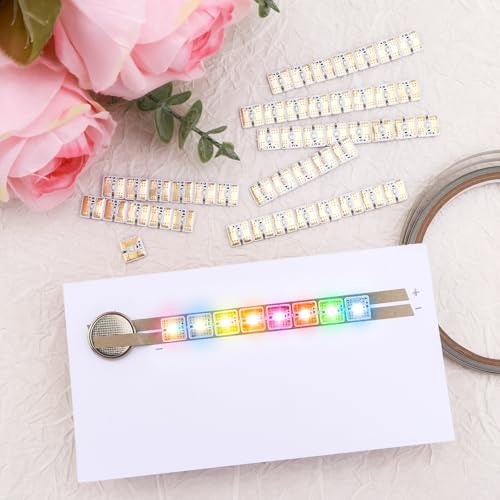60 Pcs LED Circuit Stickers Light Craft Kit for Making Light-Up Cards Projects, with 1 Roll Conductive Tape 3 Sheets Adhesive Foam Strips, Add Lights to Special Cards, Rainbow Blink & White Color - color: 60 Led + 1 Conductive Tape + 3 Foam Stickers C