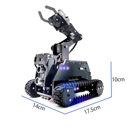 Adeept RaspTank Smart Robot Car Kit for Raspberry Pi 4B/3B/3B+(Board Not Included), Tank Tracked Robot with 4-DOF Robotic Arm,Obstacle Avoidance, Line Tracking, USB-C Charging, with Digital Tutorials