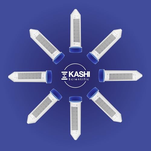 Kashi Scientific 50mL Screw-Cap Conical Centrifuge Tubes, Sterile Transparent Test Tubes with Printed Graduation and Write-on Spot [50mL, 100] - size: 50mL Conical, Sterile