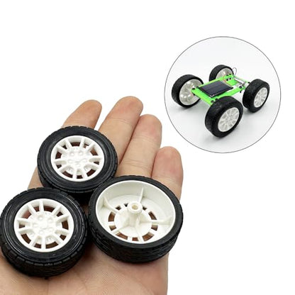 10PCS Toy Car Wheels 38mm Rubber Tire with 5PCS Shaft Round Axles for for DIY Model Toy RC Car Accessories (2.5X38MM) - style: 2.5X38MM