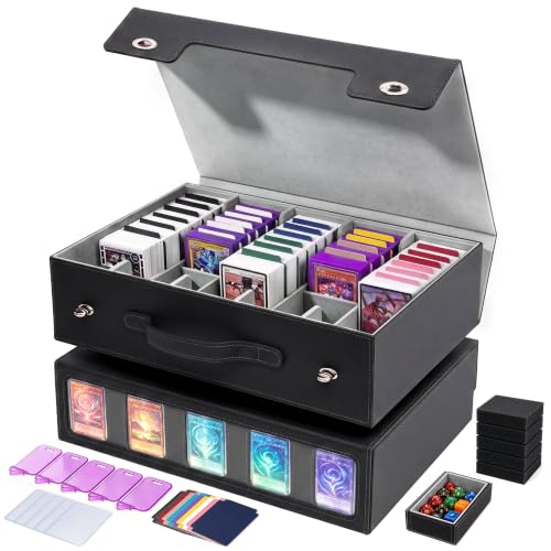 Trading Card Storage Box 5-Row with Side Display Window, Black Gray - color: Black Grey, size: 5 Rows Side window