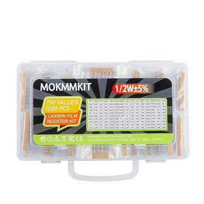 150 Values 1500 Pieces Resistor Kit 1 Ohm-10M Ohm 1/2W 5% - style: 1/2W 5% 1500 PCS