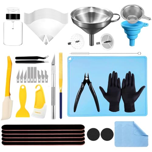 46PCS Resin 3D Printer Tool Kit with Silicone Mat, Gloves and Resin Funnels - style: Type 1