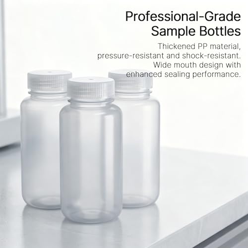 30 PCS Plastic Sample Bottles, 8oz 250 ml Laboratory Grade Wide Mouth Reagent Bottles Water Sample Bottle with Screw Caps for Laboratory, Liquids