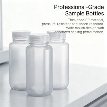 30 PCS Plastic Sample Bottles, 8oz 250 ml Laboratory Grade Wide Mouth Reagent Bottles Water Sample Bottle with Screw Caps for Laboratory, Liquids