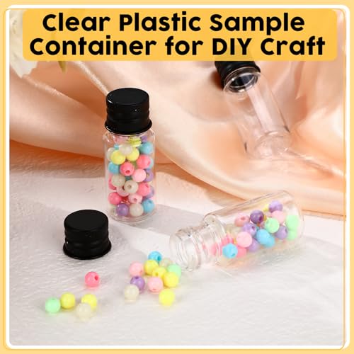 200 Pcs 10ml Mini Plastic Bottles Vials Tiny Jar with Aluminum Screw Lid Cap Clear Plastic Sample Container with Sealed Top Metal Lid for Cosmetic Essential Oil Specimen DIY Craft (Black) - color: Black