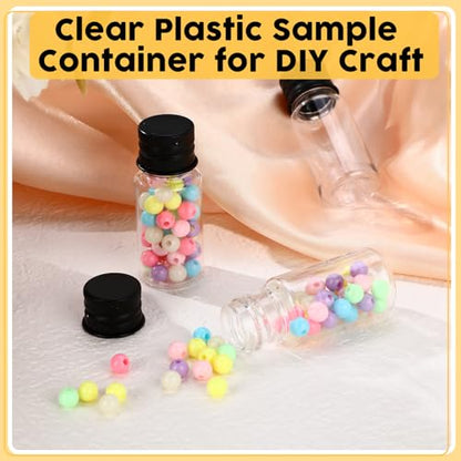 200 Pcs 10ml Mini Plastic Bottles Vials Tiny Jar with Aluminum Screw Lid Cap Clear Plastic Sample Container with Sealed Top Metal Lid for Cosmetic Essential Oil Specimen DIY Craft (Black) - color: Black