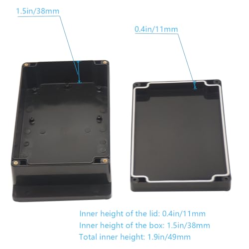 Zulkit Junction Box ABS Plastic Dustproof Waterproof IP65 Universal Electrical Boxes Project Enclosure with Fixed Ear Black 7.87 x 4.72 x 2.2 Inch (200 x 120 x 56 mm)(Pack of 1) - size: 7.87" x 4.72" x 2.2"(Pack of 1)