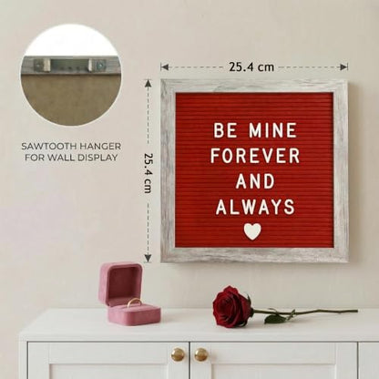 Rustic Red Felt Letter Board Sign, 10x10 Inch with Display Stand - color: Rustic Red