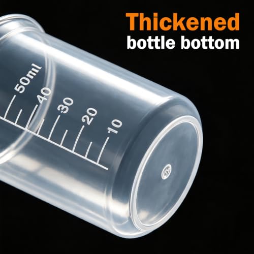 100 Pack Plastic Beakers 50ml / 1.7oz Graduations Premium Polypropylene Plastic Graduated Measuring Cups for Science Lab Equipment, Home Experiment, School Teaching Supplies Transparent