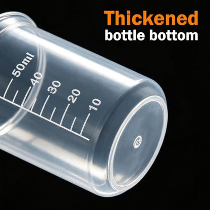 100 Pack Plastic Beakers 50ml / 1.7oz Graduations Premium Polypropylene Plastic Graduated Measuring Cups for Science Lab Equipment, Home Experiment, School Teaching Supplies Transparent