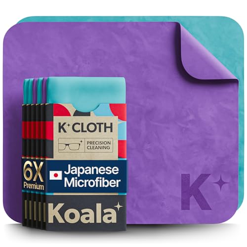 Koala Lens Cleaning Cloth | Japanese Microfiber | Blue & Purple (Pack of 6) - color: Purple / Blue, size: 6 Pack