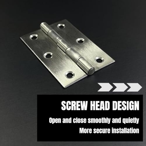 12 PCS 3 inch Stainless Steel Butt Door Hinges with Screws, Brushed/Satin Finish, 1.3mm Thick Small Cabinet & Box Hinges, Silver - color: Silver, size: 3IN-12PCS