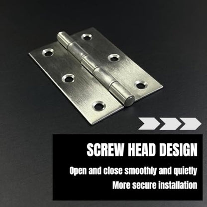 12 PCS 3 inch Stainless Steel Butt Door Hinges with Screws, Brushed/Satin Finish, 1.3mm Thick Small Cabinet & Box Hinges, Silver - color: Silver, size: 3IN-12PCS