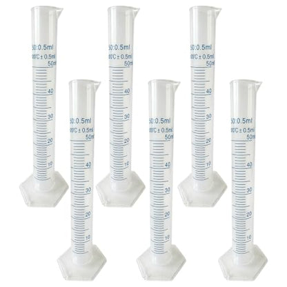 50ml Graduated Cylinder, Scientific Measuring Cup, 6 Pcs, Blue - size: 50ml-6P