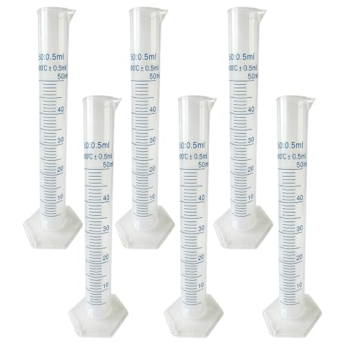 50ml Graduated Cylinder, Scientific Measuring Cup, 6 Pcs, Blue - size: 50ml-6P