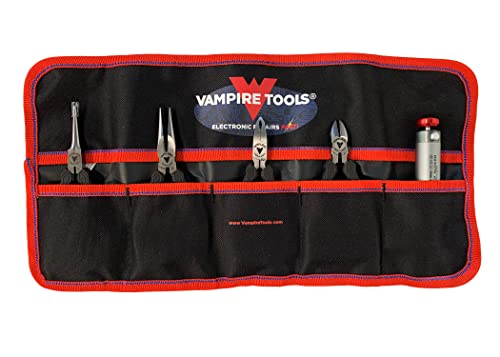 VAMPLIERS 5-PC 5" Precision Mini Pliers Set, Solder Sucker + 8" Tool Pouch - style: Solder Sucker + 4-PC 5" Precision Pliers Set