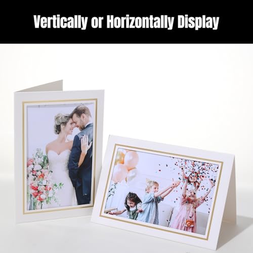 50 Sets Photo Frame Cards with Envelopes 4x6 Paper Picture Frames Bulk - color: White with Gold Lining, size: 4X6