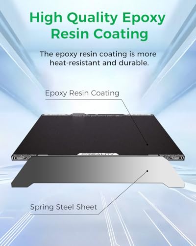 Creality Official K2 SE Build Plate, 235x237mm Textured Epoxy Resin Sheet, Magnetic Flexible Removable Spring Steel Printing Plate 3D Printer Bed Plate for k2 SE Combo (Without Magnetic Base) - color: Epoxy Resin Black, size: K2 SE