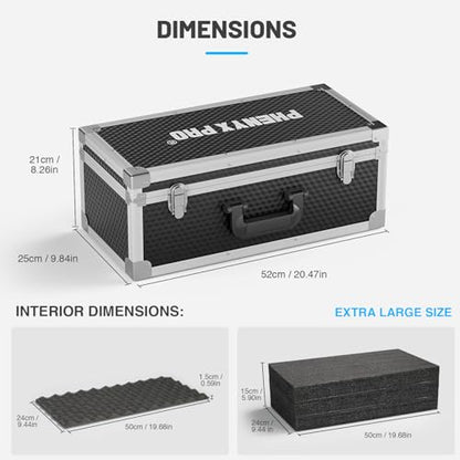 Phenyx Pro Carrying Case with Customizable Pre-Diced Foam Foam PCSE-XL - size: Extra Large (20.4×10.2×7.9 Inch)