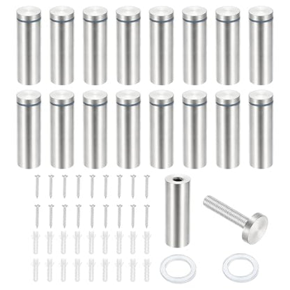 PATIKIL 1x2.8" Standoff Screws, 16 Pack Stainless Steel Stand Off Wall Mounts Wall Sign Mounting Hardware Advertising Standoff Nail for Hanging Acrylic Signs Picture Frame, Silver - size: 1x2.8"