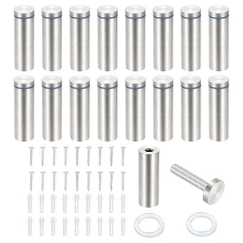 PATIKIL 1x2.8" Standoff Screws, 16 Pack Stainless Steel Stand Off Wall Mounts Wall Sign Mounting Hardware Advertising Standoff Nail for Hanging Acrylic Signs Picture Frame, Silver - size: 1x2.8"