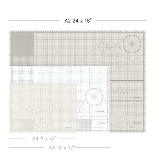 KEARING Large A2 Self-Healing Cutting Mat (24" x 18") - 5-Layer Double-Sided PVC Craft Mat with Inch & Metric Grids for Sewing, Quilting, Arts & DIY - Heavy Duty Rotary Cutter Board, 1 PCS - size: 24"L x 18"W