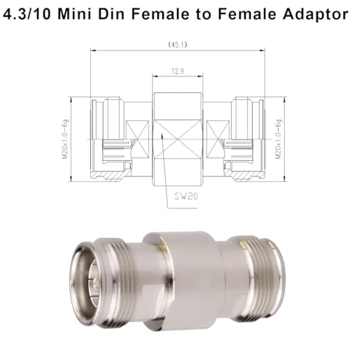 4.3/10 Mini Din Female to Female Adapter 4.3-10 MiniDin Female to Female Adaptor Low PIM 160 DBC - color: 4.3-10 Female to Female