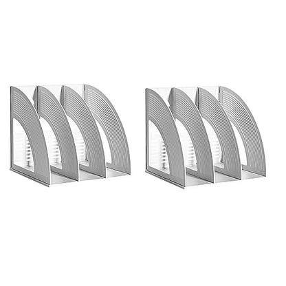 Marte Vanci 2 Pcs Magazine File Holder Book Desktop Organizer Plastic Storage Sturdy Vertical 3 Section Folder (Light Gray) - color: 2 Pcs Light Gray 3 Section