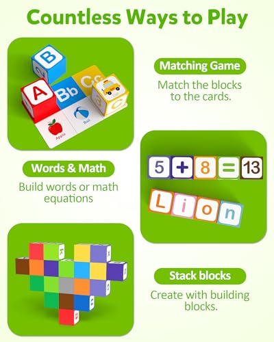 Coogam Magnetic Alphabet Blocks for Learning Numbers, Letters, Shapes, Magnet Construction Game & Building Cube, Educational Stem Montessori Sensory Toy Gift for 3 4 5 Year Old