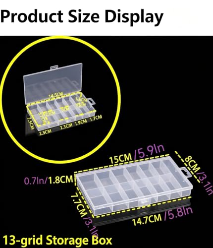 Chunmeng Mini13 Grid Clear Nail Tip Storage Box, Plastic Nail Art Container for False Nails, Rhinestones & Small Jewelry5.9in*3.1in*0.7in - color: Transparent 3
