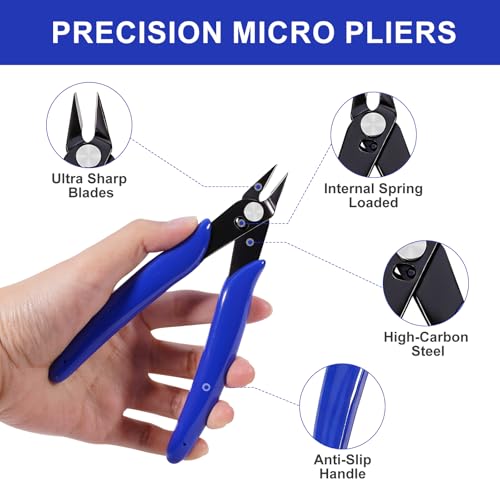 2 Pack Wire Cutters Set, 6"+5" Flush Cutters, Side Cutting Pliers