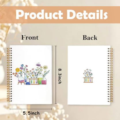 Science Teacher Spiral Notebook Journal,Science Teacher Gifts,A5 - color: Floral Beakers