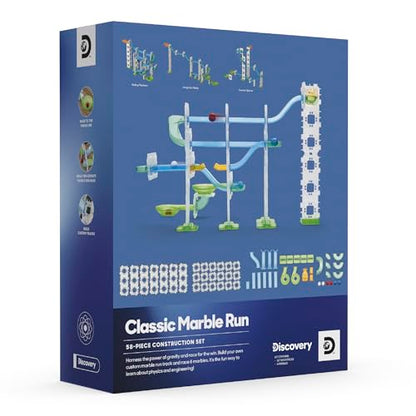 Discovery Marble Run Race Track – 58-Piece Marble Maze Construction Set| 6 Marbles| STEM Learning Activity| Sensory Toy Building Kit| Educational Physics & Engineering Toy for Kids Ages 6+