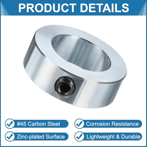 uxcell 6pcs Set Screw Collars 1-5/16" Bore, Zinc Plated Carbon Steel Shaft Collars, 2-1/8" OD, 11/16" Width Lock Axle Collar Clamp (Hollow Style, Lightweight) - size: 1-5/16" Borex2-1/8" ODx11/16" Width
