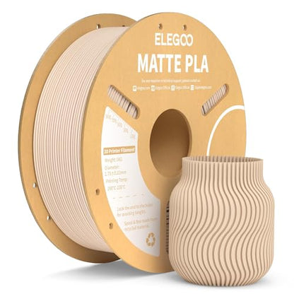 ELEGOO Matte PLA Filament Beige 1KG, 1.75mm 3D Printer Filament Dimensional Accuracy +/- 0.02mm, 1kg Carboard Spool (2.2lbs) for Most FDM 3D Printers - color: Beige