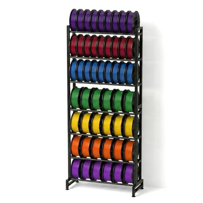 3D Printer Filament Rack, 7-Tier Heavy Duty Filament Storage Shelf, Reinforced Steel Organizer for PLA PETG ABS TPU Spools, Adjustable for 200g5kg Filaments, Ideal for Print Farm, Maker Space, Lab