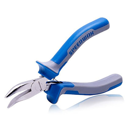 SPEEDWOX 5 Inches Bent Long Nose Pliers Mini Curved Needle Nose Pliers for jewelry Making 45 Degrees Bent Chain Nose Fine Pliers Functional Micro Professional Tool with Spring Chrome Vanadium Steel - style: 5" Bent Nose Plier