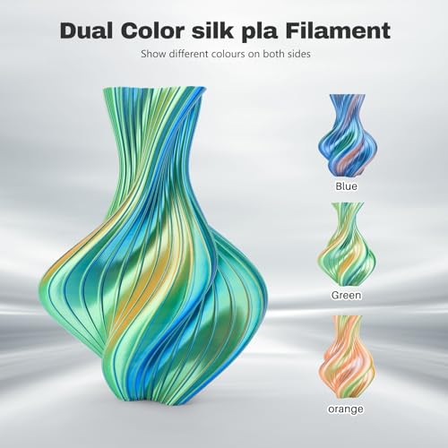 Silk PLA Filament 1.75mm Blue Orange Green Triple Color PLA 3D Printer Filament 3 in 1 Coextrusion 1KG Spool(2.2lbs) 3D Printing Filament Dimensional Accuracy +/- 0.03mm - color: Blue Orange Green