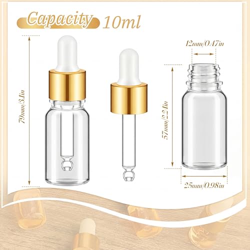 Didaey 100 Pcs Mini Glass Oil Dropper Bottle, 10 ml, Champagne Gold - color: Champagne Gold, size: 10 ml