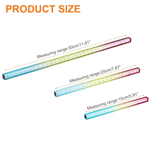 HARFINGTON 3pcs Acrylic Clear Straight Rulers 15/20/30cm Metric Colorful - color: Colorful, size: 15/20/30cm