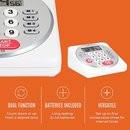 MARATHON Commercial Grade 100-Hour Digital Timer with Keypad, White - color: White/Silver
