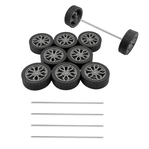 10PCS Toy Wheel Model Car Wheel with 5PCS Round Rod Shaft Axles for DIY Model Toy RC Car Truck Robot Building Project (2.5x38mm) - style: 2.5x38mm