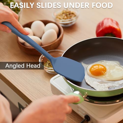 Coukre 2 Pack Silicone Spatula Set,High Heat Resistant, BPA-Free - color: PureDarkBlue