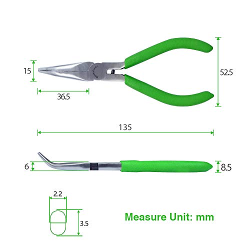 SPEEDWOX Mini Bent Nose Pliers for Jewelry Making 4-1/2 Inches 45 Degree Curved Serrated Jaws Small Thin Needle Nose Micro Chain Nose Pliers Precision Fine Pliers Professional Beading Tool Hobby Craft - style: Bent Nose Pliers