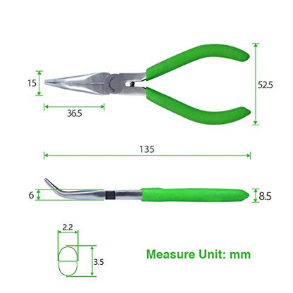 SPEEDWOX Mini Bent Nose Pliers for Jewelry Making 4-1/2 Inches 45 Degree Curved Serrated Jaws Small Thin Needle Nose Micro Chain Nose Pliers Precision Fine Pliers Professional Beading Tool Hobby Craft - style: Bent Nose Pliers
