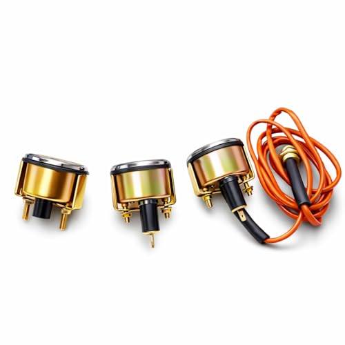 Oliver Tractor Gauge Set Temperature + Oil Pressure + Amp Meter 2” Yellow Dial Chrome Bezel,Fits Oliver Super 44 55 66 77 88 440 660, Replaces 7K344 1HA-344A 608744A 1HA7353 608747A (3 Pack)