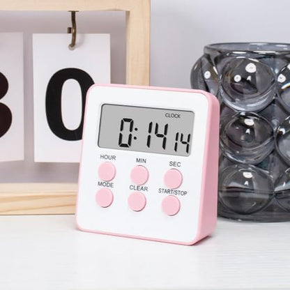 LED Timers Display, Battery-Powered Digital Timer with Stand, Magnetic Kitchen Timer Set of 8 in 5 Colors - Perfect for Cooking, Baking, and Timing Tasks