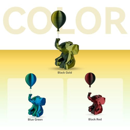 Chitu Systems Conjure Silk PLA 3D Printer Filament, 2KG Spool (4.4lbs), 1.75mm Dual Color Filament, Dimensional Accuracy +/-0.02mm, Silk 3D Printing Filament Bundle, (Black Gold + Black Red 2-Pack) - color: Black Red+black Gold-2kg, size: B-Silk PLA-Dual